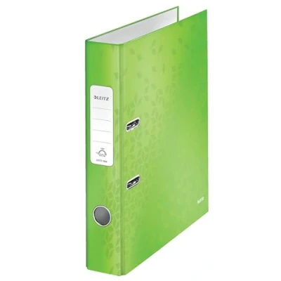 Abbildung von Leitz Qualitäts Ordner 180, A4, schmal, 5,2 cm Rückenbreite, laminierte Graupappe, Grün, WOW Serie, 10064054