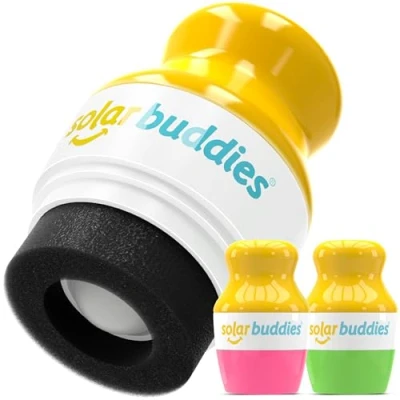 Abbildung von Solar Buddies Sonnencreme Applikator Grün &amp; Pink Nachfüllbarer Roll on Schwammapplikator für Sonnencreme, Sonnenmilch Lotion Kinder, Erwachsene Familien Fasst 100ml