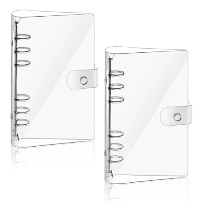 Abbildung von 2 Stück Ringbuch A6 Ring Binder, Transparente Loose Binder Wasserdicht Ordner A6, Nachfüllbares Ringordner mit Druckknopf Notebook Schutz für Büro Schule Journal Buch