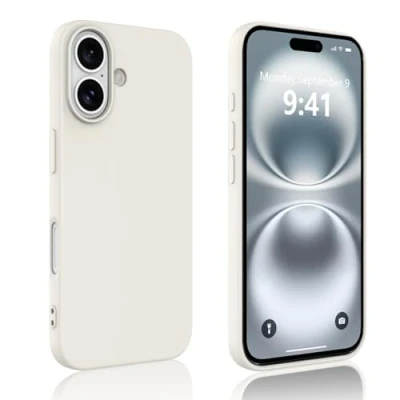 Abbildung von Ruayia Hülle Kompatibel mit iPhone 16, Handyhülle Silikon Stoßfest, Schutzhülle für 16 Schutz Anti Kratzt Rückseite Case Weiß