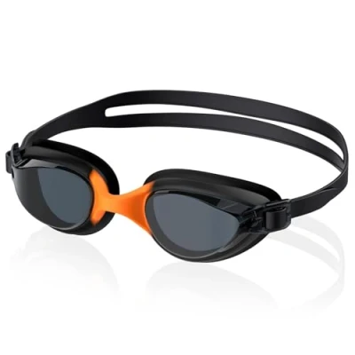 Abbildung von Ambienden Unisex Swimming Goggles, Anti Fog &amp; Leak Proof With Clear Lens Adjustable Colorful Nose Bridge, Professional Wide Vision Comfort Fit For Adults Outdoor OrangeAF4800