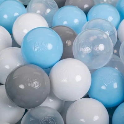 Abbildung von KiddyMoon 700 ∅ 7Cm Kinder Bälle Spielbälle Für Bällebad Baby Plastikbälle Made In EU, Grau/Weiß/Transparent/Babyblue