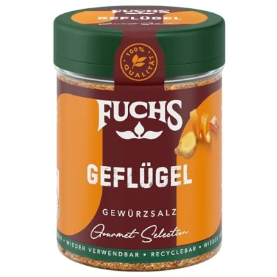 Abbildung von Fuchs Gourmet Selection Klassisch/Heimisch Geflügel Gewürzsalz, nachfüllbares Gewürz, Salz zum Würzen von leichten Geflügelgerichten &amp; Co, vegan, 70 g