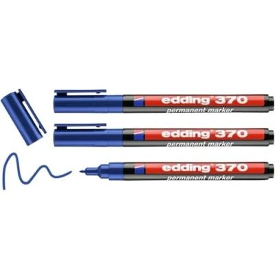 Abbildung von edding 370 Permanentmarker, 1 mm Rundspitze, (Blau, 3 Stifte)
