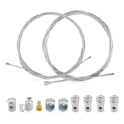 Abbildung von PUCIO 2 Stück 2M Universal Reparaturset Gaszug Schaltzug Kupplungszug Fahrrad Roller Mofa Moped mit 9x Nippel Motorrad Seilzug für Moped, Fahrrad,