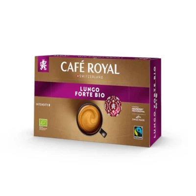 Abbildung von Café Royal Lungo Forte Bio 50 Nespresso Pro kompatible Kapseln. 30 g