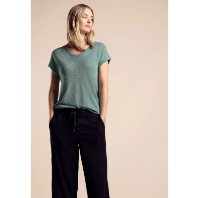 Abbildung von Street One IM Glanzlook Tshirt basic, Damen, Größe: 40, Grün
