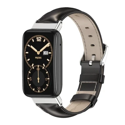 Abbildung von Echtes Lederband Schwarz Xiaomi Smart band 7 Pro