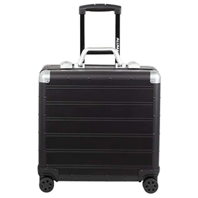 Abbildung von ALUMAXX 45173 Businesstrolley Gemini, Trolleykoffer Aluminium, Reisekoffer, Reisestrolley mit Overnight Fach, Trolley 4 Leichtlaufdoppelrollen 360, Schwarz, 42,5 x 40 21 cm