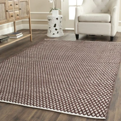 Abbildung von SAFAVIEH Modern Teppich für Wohnzimmer, Esszimmer, Schlafzimmer Boston Collection, Kurzer Flor, Braun, 91 X 152 cm