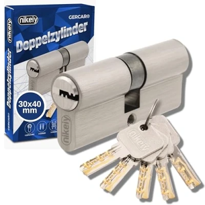 Abbildung von GERCAR Pro Gleichschließend 1x Schließzylinder 30/40 Set 1 Profilzylinder inkl. 5 Schlüssel 70 mm Türschloss Zylinderschloss 1er Zylinder Länge: 70mm, A:30 B:40 Schließsystem