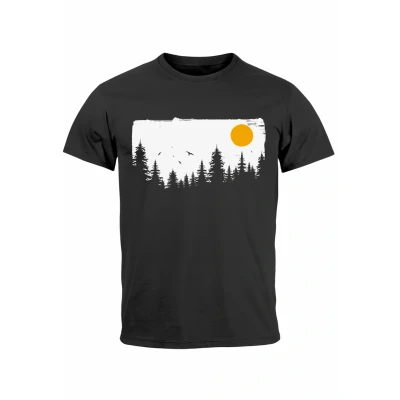 Abbildung von Neverless Herren Tshirt WALD BÄUME Outdoor Adventure Abenteuer Naturliebhaber Fashion Streetstyle print, Herren, Größe: XXL