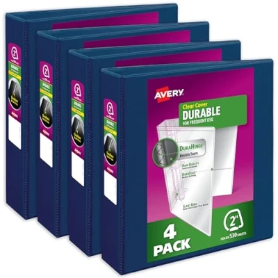 Abbildung von AVERY Durable View 3 Ringbinder, 5,1 cm schräge Ringe, 4 blaue Ordner (17046), dunkelblau