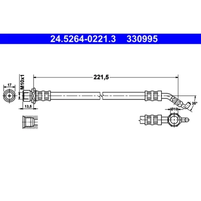 Abbildung von ATE 24.5264 0221.3 Bremsschläuche 221,5 M10x1 TOYOTA: Corolla IX Kombi, Schrägheck, Limousine