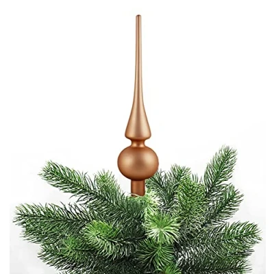 Abbildung von JACK Christbaumspitze Echt Glas 26 x 6 cm Matt Glanz Weihnachtsbaum Spitze Baumspitze Christbaumschmuck Deko, Farbe:Soft Terra