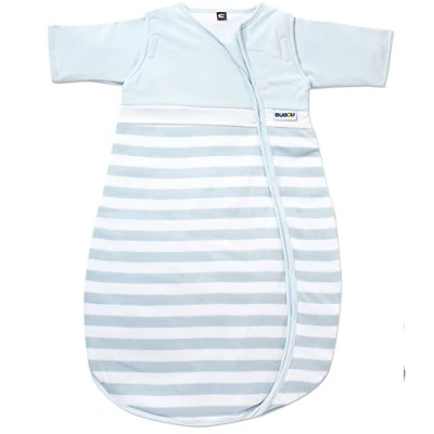 Abbildung von Gesslein Bubou Sensitiv Temperaturregulierender Ganzjahreschlafsack/Schlafsack für Babys/Kinder, Größe 110, hellblau gestreift