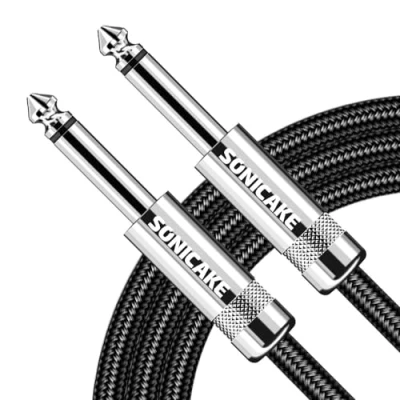 Abbildung von SONICAKE 3M Gitarren Instrumentenkabel 6.3mm Klinke auf Audio Kabel Lärmschutz Nylon Geflochten Schwarz