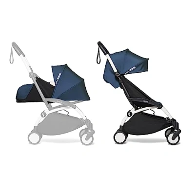 Abbildung von BABYZEN YOYO2 Kompletter Kinderwagen Inklusive YOYO 0+ Neugeborenen Set (Air France Blue), Kinderwagengestell (White) &amp; 6+ Textilset Blue) für Kleinkinder bis 22 kg