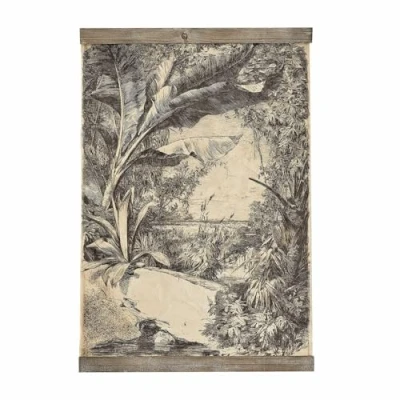Abbildung von Loberon Wandbild Badon, eleganter Vintage Stil, tropisches Motiv, Wanddekoration, Wohn Accessoire, Papier, Kiefernholz, braun