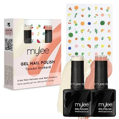 Abbildung von Mylee Tuscan Orchard Gel Nagellack Set mit Nailart Aufklebern 2x10ml, UV/LED Maniküre und Pediküre für den Professionellen Privaten Gebrauch, Lang anhaltende Einfach zu verwenden