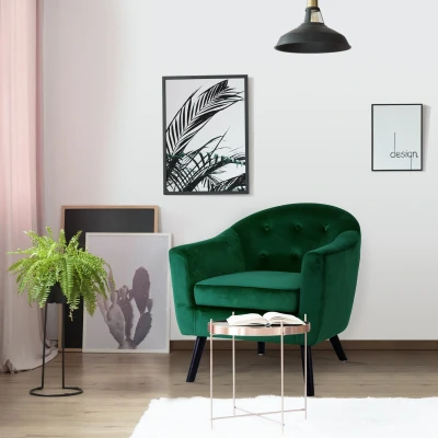 Abbildung von Menzzo Savoy Skandinavisch, Velours, Grün, L78 x T73 H79 cm Aufteilung : H43 T54