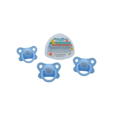 Abbildung von Schnuller mit Noppen zur Zahnungshilfe Dient Beruhigung 0 12 Monate BPA freies Silikon Kiefergerechter Baby Beißring Schnullerbox Nopperz Beissring Bundle Blau Asymmetrisch