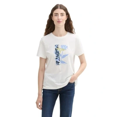 Abbildung von TOM Tailor Print Tshirt MIT Biobaumwolle print, Damen, Größe: XL, Soft clear white