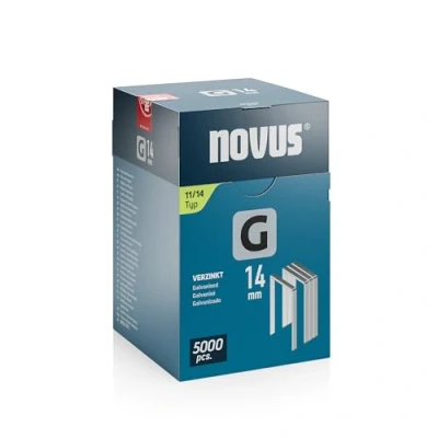 Abbildung von NOVUS TOOLS Flachdrahtklammern 14 mm für Hammertacker, 5000 Tacker Klammern vom Typ 11/14, Großverpackung, Heftmittel Folien und Pappe