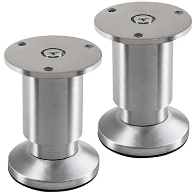 Abbildung von 2 Stück Möbelfüße TERRA Höhe 80 mm Alu gebürstet Schrankbeine höhenverstellbar bis max. 15 mm, belastbar 250 kg/je Fuß von SOTECH