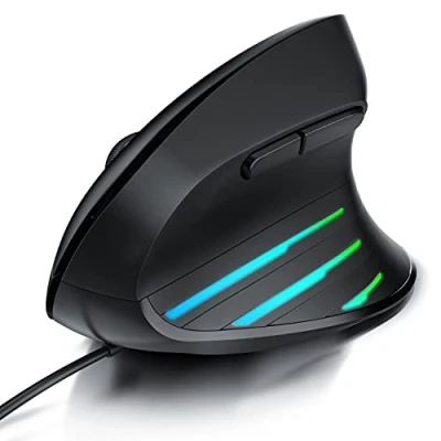 Abbildung von CSL ergonomische Maus 6400 DPI neues Modell Vertikal mit Kabel USB Vertical Mouse ergonomisches Design armschonend seitliche LEDs 1000 kabelgebunden PC und MAC