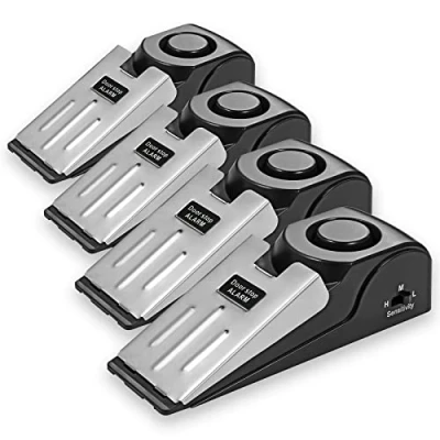 Abbildung von Türstopper Alarm, mit Rutschfestem Gummi und Alarm Keil für Tür Alarmanlage 120dB (4Packung)