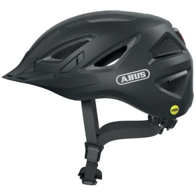 Abbildung von ABUS Stadthelm Urban I 3.0 MIPS Fahrradhelm mit Rücklicht, Schirm und Magnetverschluss für den Stadtverkehr Damen Herren Schwarz Matt, S, S (51 55 cm)