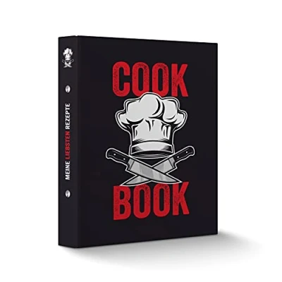Abbildung von itenga Präsentationsordner Rezeptordner Kochrezepte Ringbuch DIN A5 Cook Book Kochmütze Me