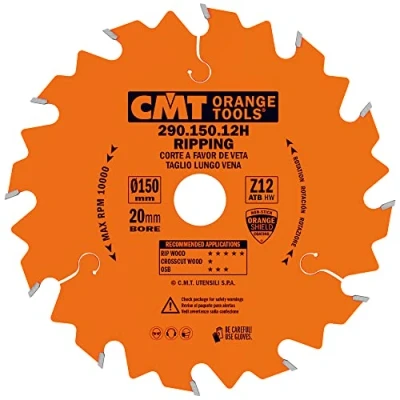 Abbildung von CMT ORANGE TOOLS 290.150.12H HANDKREISSÄGEBLATT LÄNGSSCHNITT 150X2.4X20 Z=12 10 WECHSELZAHN