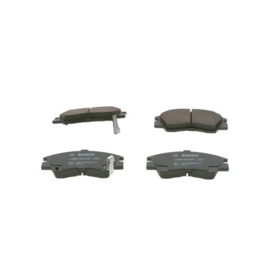 Abbildung von BOSCH 0 986 460 978 Bremsbelagsatz Low Metallic mit akustischer Verschleißwarnung Anti Quietsch Blech MITSUBISHI: PAJERO 1, 2