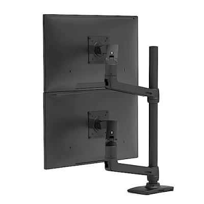 Abbildung von Ergotron Dual Monitor Arm Tischhalterung mit patentierter CF Technologie für 2 Bildschirme bis 40 Zoll, 33cm Höhenverstellung, VESA Standard und 10 Jahre Garantie schwarz 45 509 224