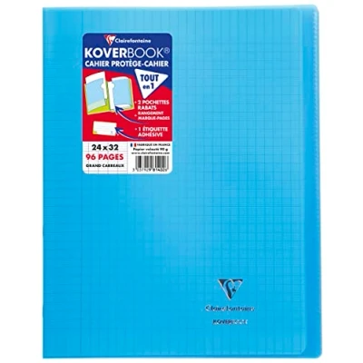 Abbildung von Clairefontaine 981402C Packung mit 10 Heften Koverbook DIN A4+, 24x32cm, 48 Blatt Französische Lineatur, 90g, Einband PP, Blau, 1 Pack