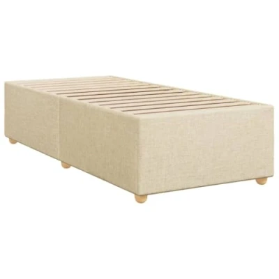 Abbildung von vidaXL Bettgestell, Bettrahmen mit Lattenrost, Polsterbett Bett für Schlafzimmer, Einzelbett Schlafzimmerbett, Creme 90x190cm Stoff