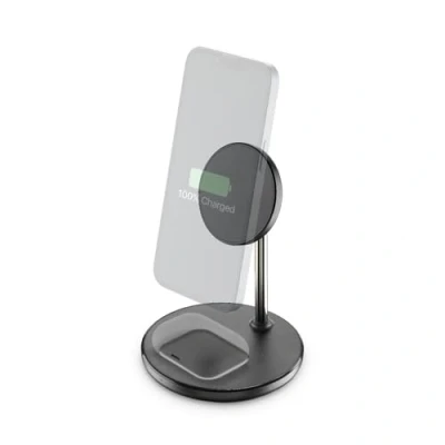 Abbildung von Cellularline Mag Duo Wireless Charger 2 in 1 Ladestation für Apple Geräte Schwarz