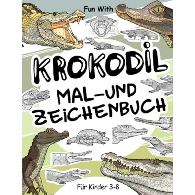 Abbildung von Krokodil Mal und Zeichenbuch für Kinder von 3 8 Jahren: Viel Spaß beim Ausmalen Alligatoren Zeichnen Reptilteilen mit ... ab Jahren.
