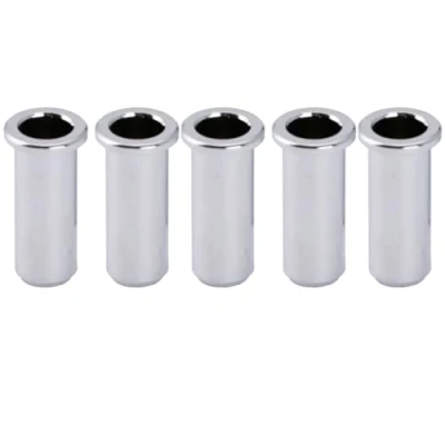 Abbildung von Musiclily Pro 25,5mm Messing Bass Saitenführungsbuchsen String Ferrules für Jazz Bass/Precision E bass, Chrom(5 Stück)