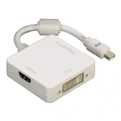 Abbildung von Hama 3in1 mini Displayport Adapter Kabel Weiß Video Displayport, 10 cm, DP auf HDMI Buichse DVI Buchse Buchse, vergoldet