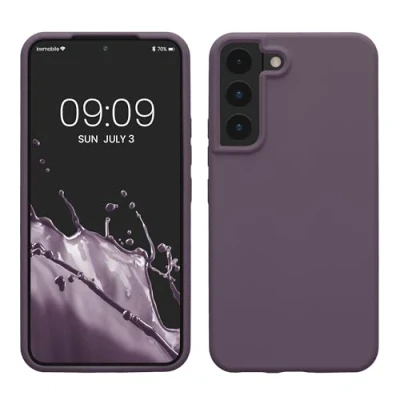 Abbildung von kwmobile Schutzhülle kompatibel mit Samsung S22 Hülle Silikon Case Handyhülle weiche Oberfläche kabelloses Laden Helle Iris