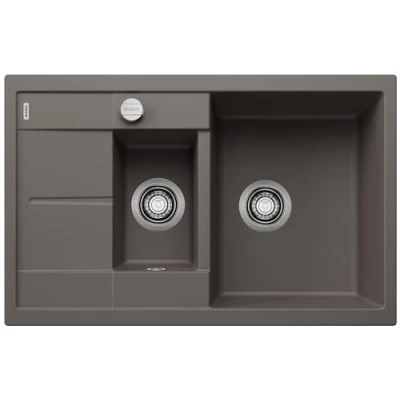Abbildung von BLANCO METRA 6 S Compact Granitspüle aus SILGRANIT vulkangrau Einbauart: Einbau von Oben reversibel für 60 cm breite Unterschränke Großes Becken Reinigungsfreundliche Öberfläche