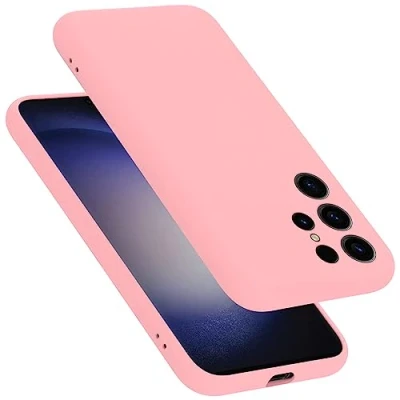 Abbildung von Cadorabo Hülle kompatibel mit Samsung Galaxy S23 Ultra Handyhülle für Case aus flüssigem Silikon stoßfeste dünne TPU Schutzhülle Liquid PINK