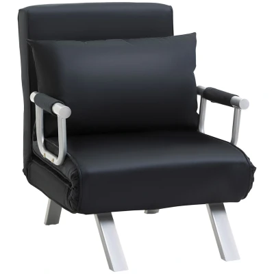 Abbildung von HOMCOM Sessel Schlafsessel mit Armlehne, 2 in 1 Gästebett (Klappbett, St., Schlafsofa), für Wohnzimmer, Schwarz