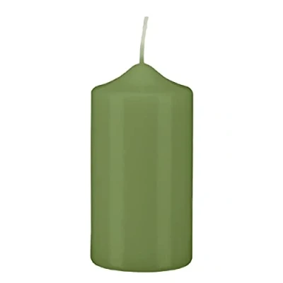Abbildung von Stumpenkerzen Stumpen Kerzen Grün 6 x Ø 4 cm, 12 Stück getauchte Spitzkopf in RAL Qualität