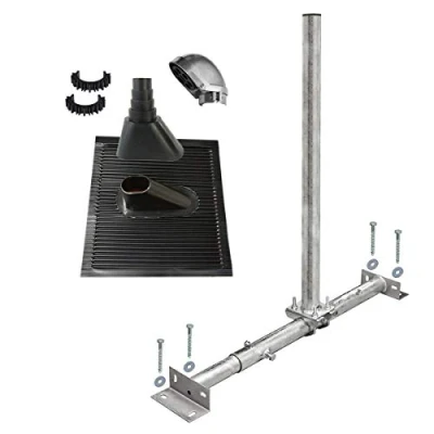 Abbildung von Premium X Basic X100 48F Dachsparrenhalter Satellitenschüssel Montage Set Sparrenhalter feuerverzinkt ALU Dachziegel schwarz SAT Mastkappe