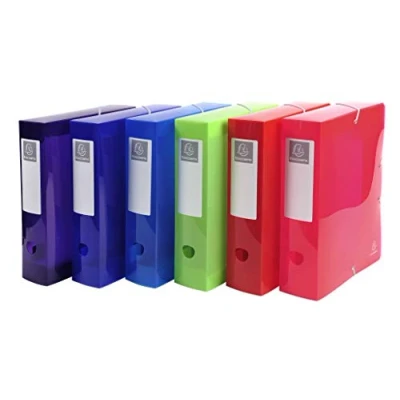 Abbildung von Exacompta 59680E Packung (mit 6 Archivboxen Iderama PP, 24 x 32 cm, ideal für Ihre Dokumente in Format DIN A4, Rücken 80mm) farbig sortiert, Stück