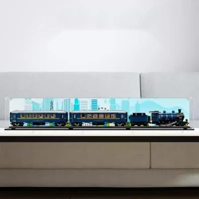 Abbildung von FYHCY Transparente Acryl Vitrine, kompatibel mit LE·GO 21344 Orient Express, transparente, staubdichte Vitrine (Modell Nicht im Lieferumfang enthalten) 3MM